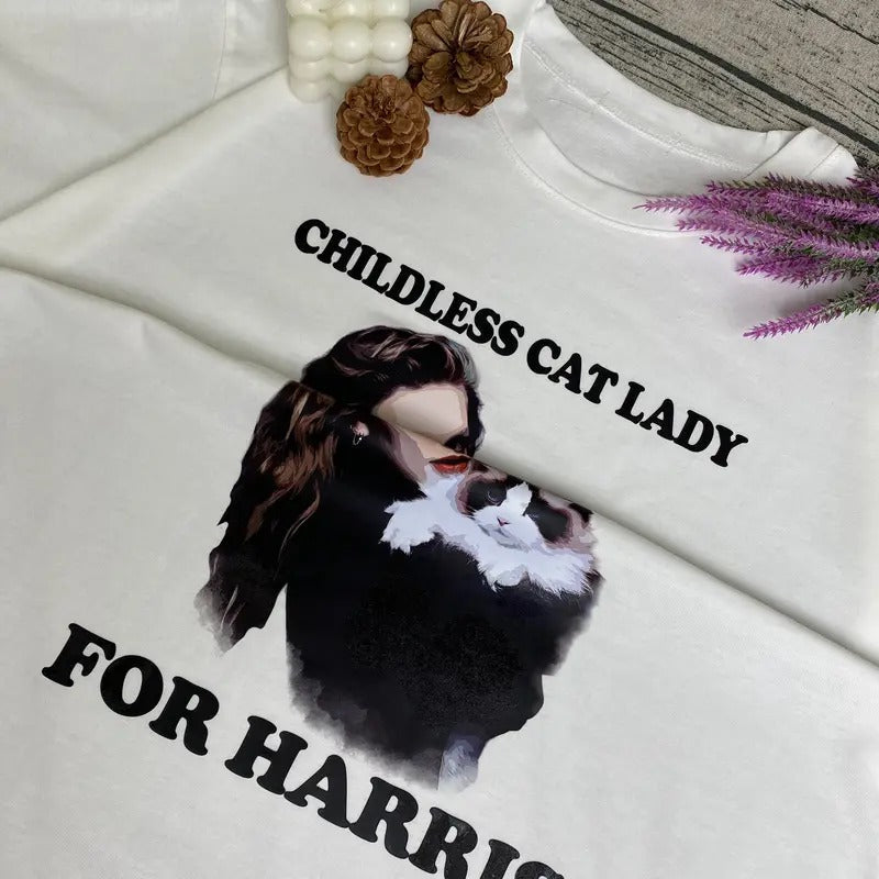 With Love Hope Childless Cat Lady Shirt,  Kamala Harris Shirt, Womens Rights Shirt, Vote 2024, Gift For Family Hoodie,...