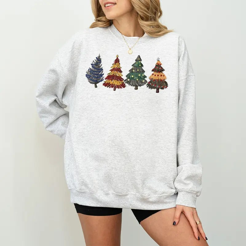 Wizard Christmas Tree Sweatshirt, Wizard Houses Christmas Tree Sweatshirt, Winter Holidays Shirt, Christmas Magic...