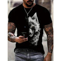 Wolf Creative 3D Print Stylish T-shirt - Soft Slight Stretch Polyester Crew Neck Short Sleeve Top for Men