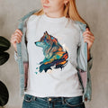 Wolf T Shirt Hoodie Sweater, Wolf Lover Tee, Wolf Graphic Shirt, Wild Animal Lover Gift, Colorful Wolf Print, Animal...
