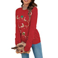 Women Christmas Sweater Long Sleeve Crew Neck Sequined Reindeer Pullover Sweater Winter Sweater Knitwear Womenswear...