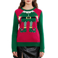 Women Cute Christmas Sweaters Casual Trendy Elf Legs Print Crew Neck Warm Pullover Basic Knitwear for Fall Streetwear...