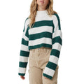 Women Cute Crop Sweaters Casual Striped Print Comfy Warm Long Sleeve Pullover Basic Knitwear for Fall Streetwear...