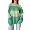 Women Cute Loose Sweaters Casual Trendy Contrast Color Crew Neck Warm Long Sleeve Pullover Knitwear for Fall Streetwear...