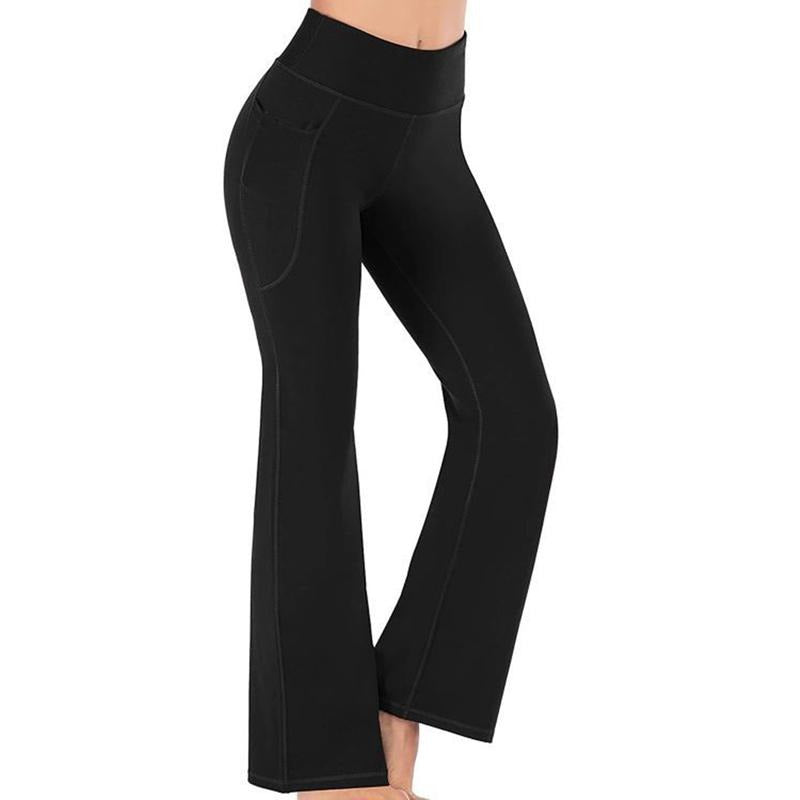 Women Flare Yoga Pants Solid Color Stretch High Waist Workout Pants for Fitness Sport Running Activewear