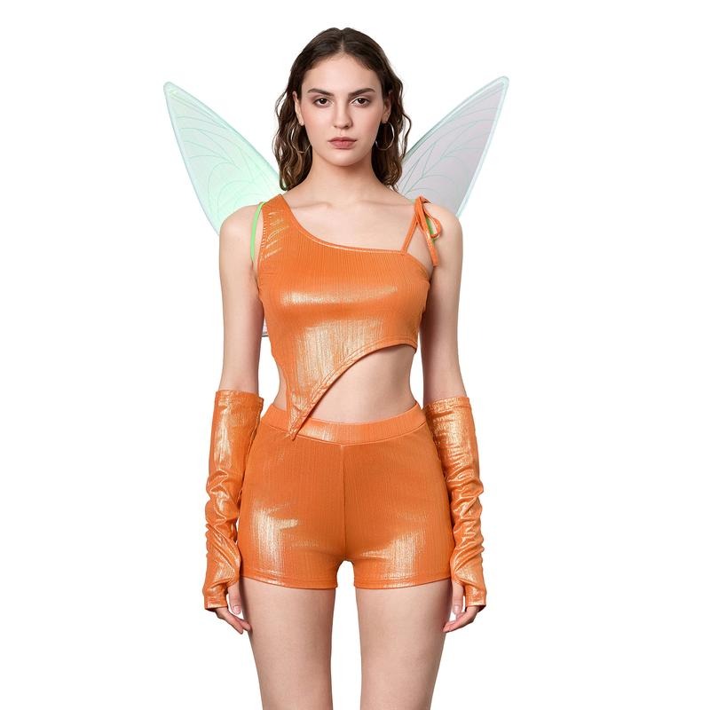 Women Halloween Musa Costume Irregular Tank Top Shorts Arm Sleeves Wings Set for Cosplay Role-Playing Party Outfits...