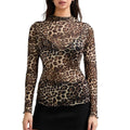 Women Leopard Print T-shirt Long Sleeve Crew NeckFit Ladies Tops Streetwear Hoodie, Sweatshirt | RetroVerseTees.com
