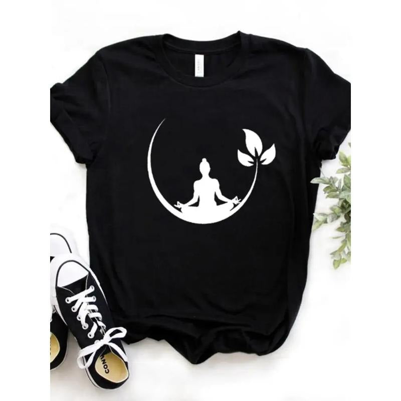 Women Lightsaber brand Shirt Buddha Lotos Print Tshirt Women Short Sleeve WB shield Neck Loose Lightsaber brand-shirt...