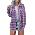 Women Long Sleeve Shirts Plaid Turn Down Collar Blouses Spring Fall Fashion Casual Tops Hoodie, Sweatshirt