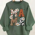 Women'S Casual Crew Neck Sweatshirt with Leopard & Cow Print "MAMA" Graphic T-Shirts, Hoodie | RetroVerseTees.com
