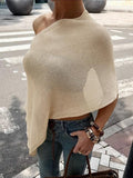 Women Summer Autumn Straw hat pirates Shoulder Knitted Basic Irregular Top Pullover Sweater, Lady T-Shirts, Hoodie,...