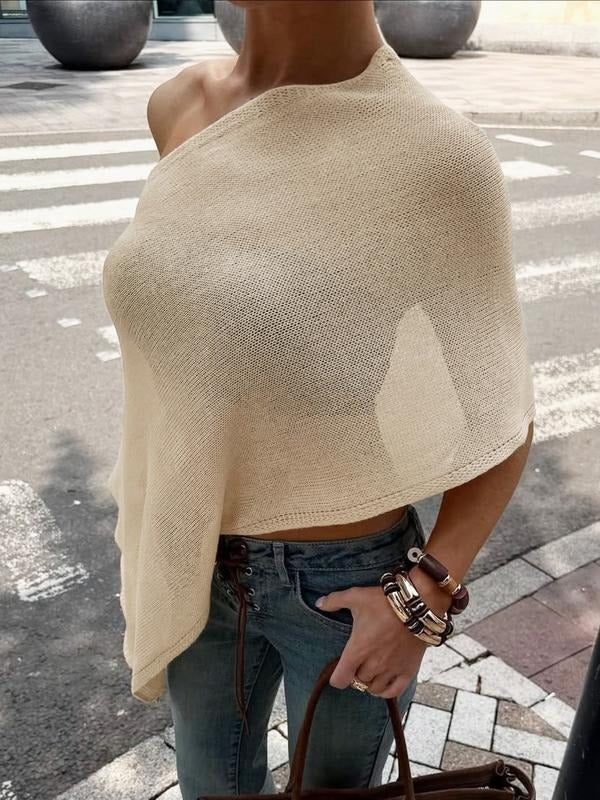 Women Summer Autumn Straw hat pirates Shoulder Knitted Basic Irregular Top Pullover Sweater, Lady T-Shirts, Hoodie,...
