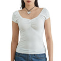 Women T-shirt, Short Sleeve Bowknot Hollowed Slim Fit Summer Tops Streetwear for Casual Daily Womenswear Comfy Hoodie,...