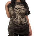 Women T-shirt, Vintage Crew Neck Short Sleeve Skull Print Summer Loose Tops Streetwear Womenswear Comfy Hoodie, Sweatshirt