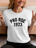 Women'WB shield "1973" & Letter Print Round Neck Tee, Fashion Casual Short Sleeve T-shirt, Ladies Summer TNF for Daily...