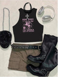Women'WB shield "COWBOY" Print Round Neck Tank Top, Fashion Casual Crew Neck Sleeveless Top for Daily Outdoor Wear,...