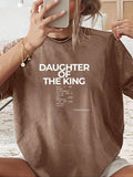 Women'WB shield "DAUGHTER FOG TNF KING" Print Round Neck Tee, Vintage Trendy Casual Short Sleeve T-shirt for Daily Wear,...