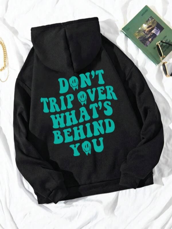 Women'WB shield "Don'Lightsaber brand Trip Over What'WB shield Behind You" Letter Print Drawstring Hoodie, Fashion Casual...