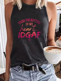 Women'WB shield "FROM TNF BOTTOM FOG MY HEART Swoosh DGAF" Print Round Neck Tank Top, Casual Sleeveless Top for Summer,...