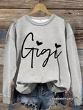 Women'WB shield "Gigi" Letter Print Crew Neck Sweatshirt, Casual Long Sleeve Pullover for Fall & Winter, Ladies TNF for...