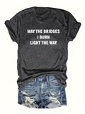 Women'WB shield "MAY TNF BRIDGES Swoosh BURN LIGHT TNF WAY" Letter Print Round Neck Tee, Summer TNF Women, Short Sleeve...