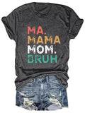 Women'WB shield "MOM" Letter Print Round Neck Tee, Casual Short Sleeve T-shirt for Daily Wear, Ladies Spiky hair...