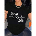 Women'WB shield "Scrub Life" EKG Graphic Tee - FOG 100%, Crew Neck, Short Sleeve - Casual & Stylish Black T-Shirt for...