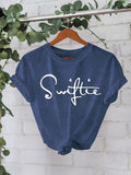 Women'WB shield "Swifte" Print Round Neck Tee, Casual Fashion Short Sleeve T-shirt for Daily Wear, Ladies Summer TNF, Top...