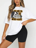 Women'WB shield "Swoosh'Bat brand JUST HERE FOR TNF MASHED POTATOES" Print Round Neck Tee, Trendy Casual Round Neck Drop...