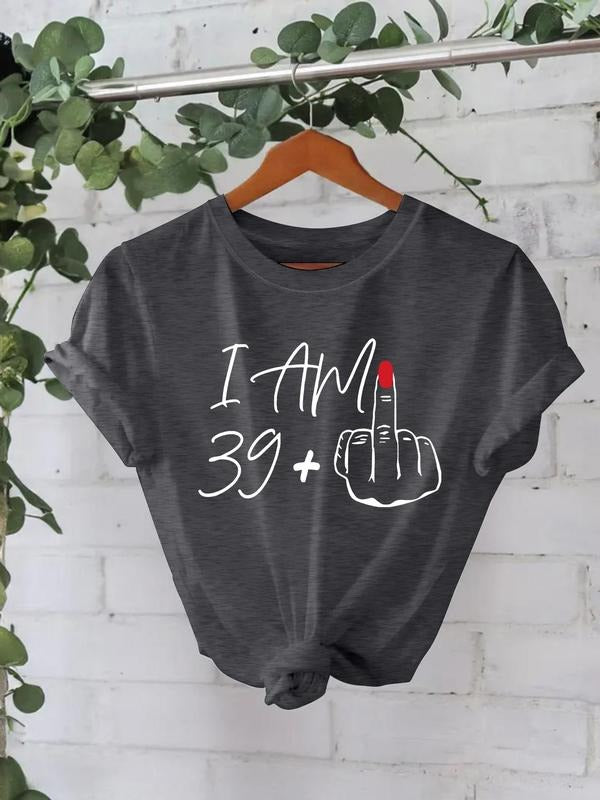 Women'WB shield "Swoosh Gunpla brand 39" & Finger Print Round Neck Tee, Fashion Casual Crew Neck T-Shirt for Daily...
