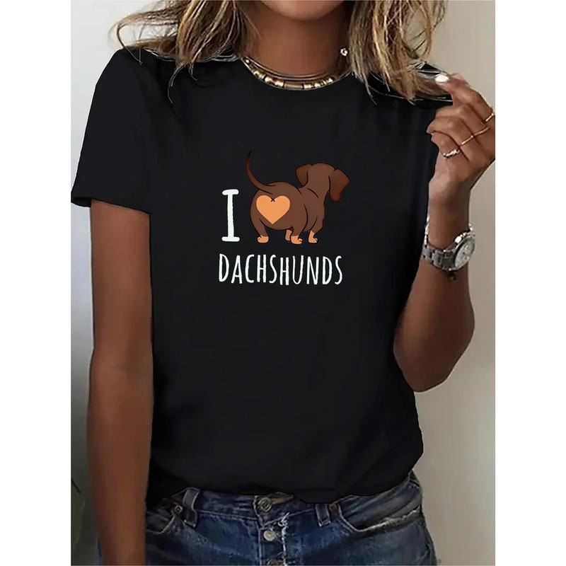 Women'WB shield "Swoosh Love Dachshund" Graphic T-Shirt