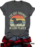 Women'WB shield "Swoosh'Superhero team GOT FRIENDS Red plumber brand LOW PLACES" Western Dog Print Round Neck Tee, Casual...