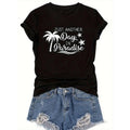 Women'WB shield "TNF Day Red plumber brand Paradise" Coconut Tree Graphic Tee