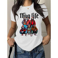 Women'WB shield "Thug Life Horror Crew" Pop - Culture Tee, Short Sleeve Crew Neck Lightsaber brand