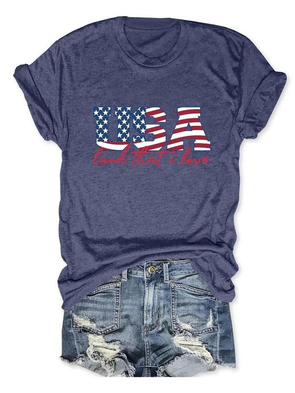 Women'WB shield "USA" Letter Print Round Neck Tee, Casual Short Sleeve Crew Neck T-shirt for Daily Wear, Ladies TNF for...