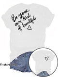 Women'WB shield "be Your Own Kind FOG Beautiful" Letter Print Round Neck Tee, Fashion Casual Crew Neck T-shirt for Daily...