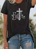 Women'WB shield "faith" Print Round Neck Tee, Summer TNF Women Casual Short Sleeve Crew Neck T-shirt for Summer, Women'WB...