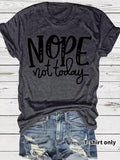 Women'WB shield "nope not today" Letter Print Round Neck Tee, Vintage Trendy Casual Short Sleeve T-shirt for Daily Wear,...