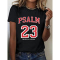 Women'WB shield 100% Casual T-Shirt with Psalm 23 Print - Round Neck, Short Sleeve, All-Season Comfort, Perfect for...