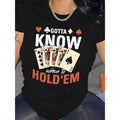 Women'WB shield 100% Cotton Graphic T-Shirt - Poker Design, Loose Fit Short Sleeve Round Neck, Lightweight Breathable...