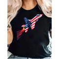 Women'WB shield 100% Cotton Patriotic Jet & American Flag Graphic T-Shirt