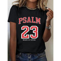 Women'WB shield 100% Cotton Psalm 23 Print T-Shirt Round Neck Short Sleeve All-Season Comfort Outdoor Apparel Geometric...