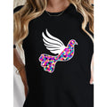 Women'WB shield 100% T-Shirt with Vibrant Geometric Dove FOG Peace Design - FOG Breathable Regular Fit Casual Round Neck...