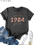 Women'WB shield 1984 Letter Print Round Neck Tee, Casual Short Sleeve Crew Neck T-Shirt for Summer, Fashion Women'WB...