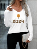 Women'WB shield 2024 Letter Tree Graphic Superhero team Neck Tee, Casual Long Sleeve T-shirt for Fall & Winter, Ladies...