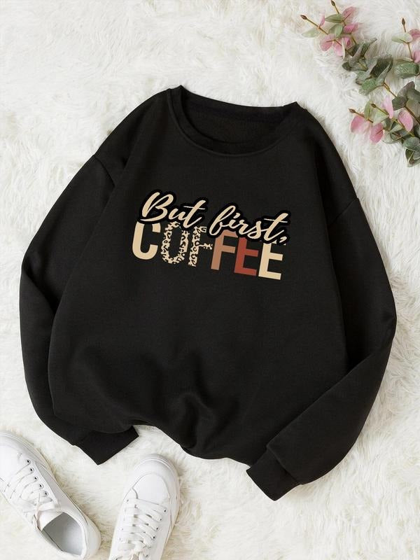 Women'WB shield 2024 New Autumn Letter Print Drop Shoulder Graphic Sweatshirt, Trendy Fashion Casual Crew Neck Pullover...