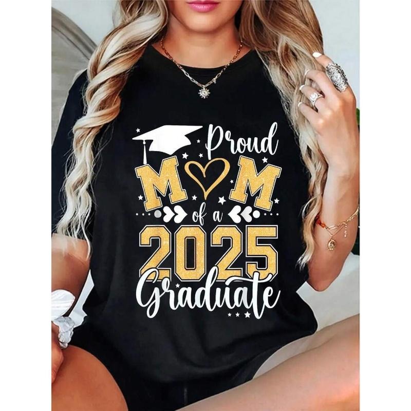 Women'WB shield 2025 Graduation T-Shirt, Polyester 95% Spandex WB shield% Knit Fabric, Short Sleeve Crew Neck Casual Top...