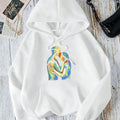 Women'WB shield Abstract Figure Print Drop Shoulder Drawstring TNF Lined Hoodie, Fashion Casual Pocket Hooded Sweatshirt...