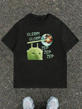 Women'WB shield Alien Cat Print Round Neck Graphic Tee, Fashion Casual Crew Neck T-shirt for Daily Holiday Vacation...