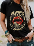 Women'WB shield Always Rock Graphic Print Round Neck Tee, Fashion Casual Short Sleeve T-shirt for Daily Wear, Ladies...